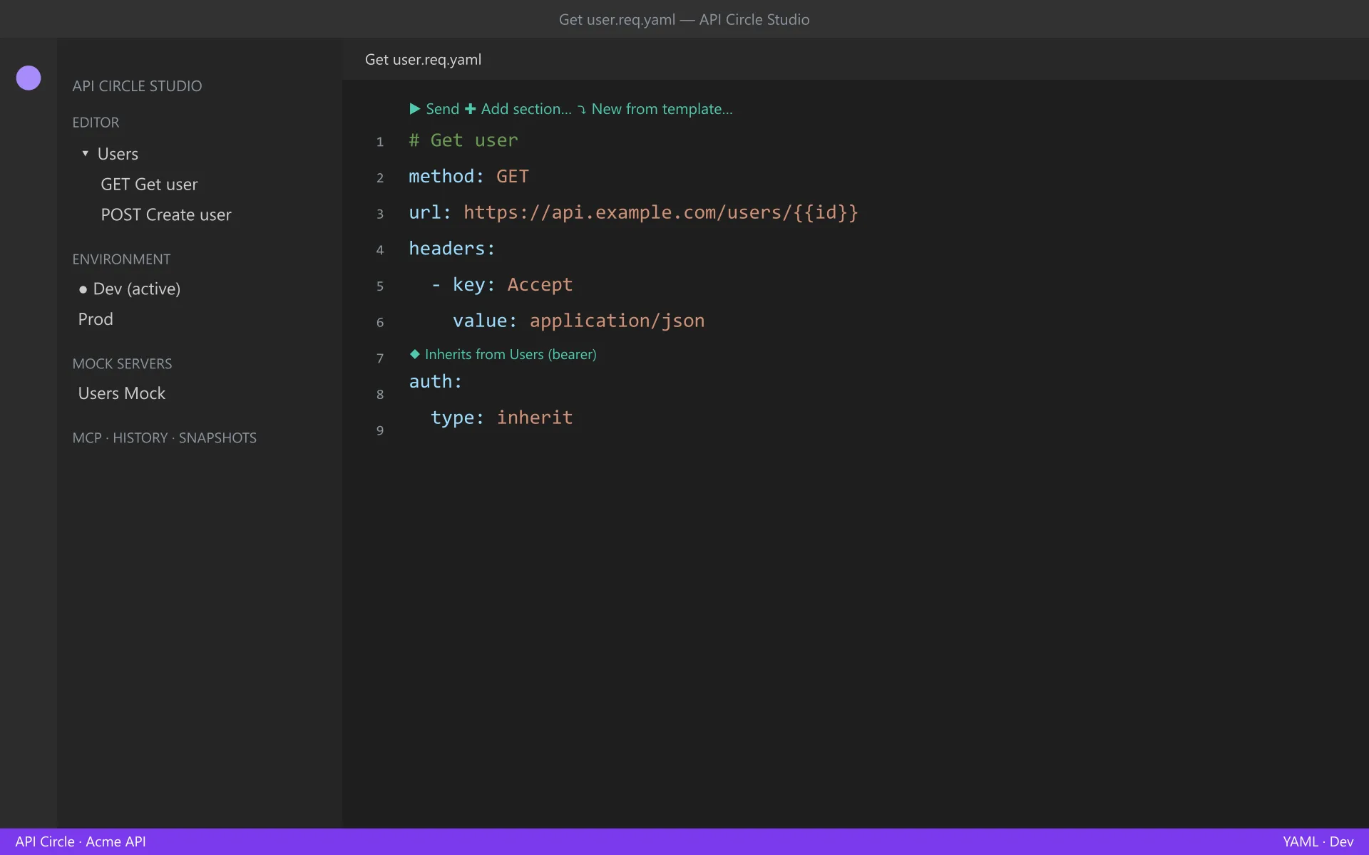 The API Circle extension running inside VS Code