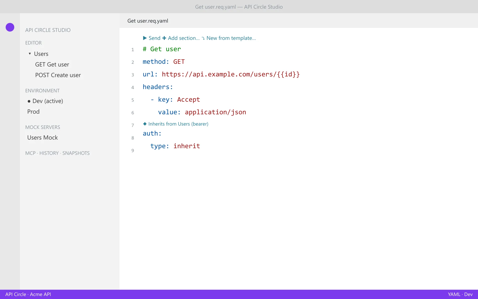 The API Circle extension running inside VS Code